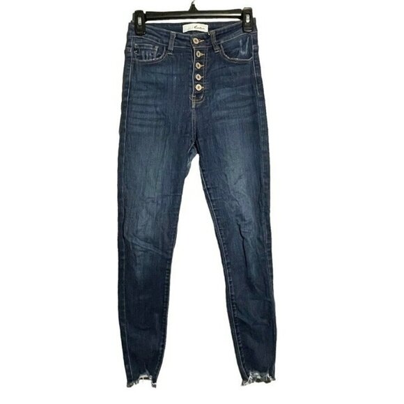 KanCan Denim - Kancan Skinny Jeans Women Size 5/26 Button Fly High Waist Raw Rag Distress Torn
